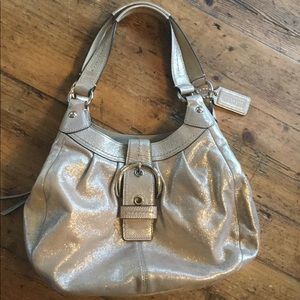 NWOT Coach metallic silver purse bag